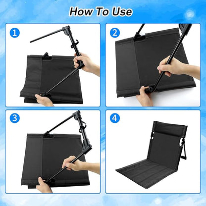 Foldable Seat for Poolside Chairs, Portable Outdoor Poolside Chairs for Edge of Pool, Beach Chair, SwimmingPool Accessories, Pool Seats for Edge,Beach Camping Picnic Lawn Accessories-Black