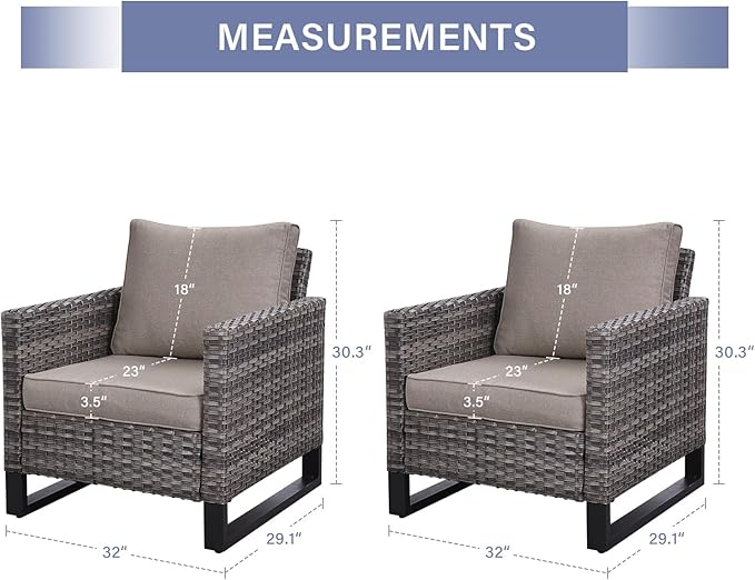 Rilyson Wicker Outdoor Patio Chairs Set of 2-2 Piece Rattan Chairs with Waterproof Wicker,Comfortable Cushions and Sturdy Metal Frame for Outside Porch Deck Backyard(Mixed Grey/Grey)