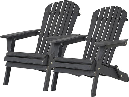 PayLessHere Adirondack Chair Set of 2, Weather Resistant Patio Chairs with Pinewood Wooden Textured for Patio Lawn Garden Backyard Deck Pool Beach Fire Pit