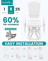 SERWALL Adirondack Swivel Glider Chair, HDPE Glider for Outdoor, All-Weather Glider Chair for Porch, Balcony - Photo 8