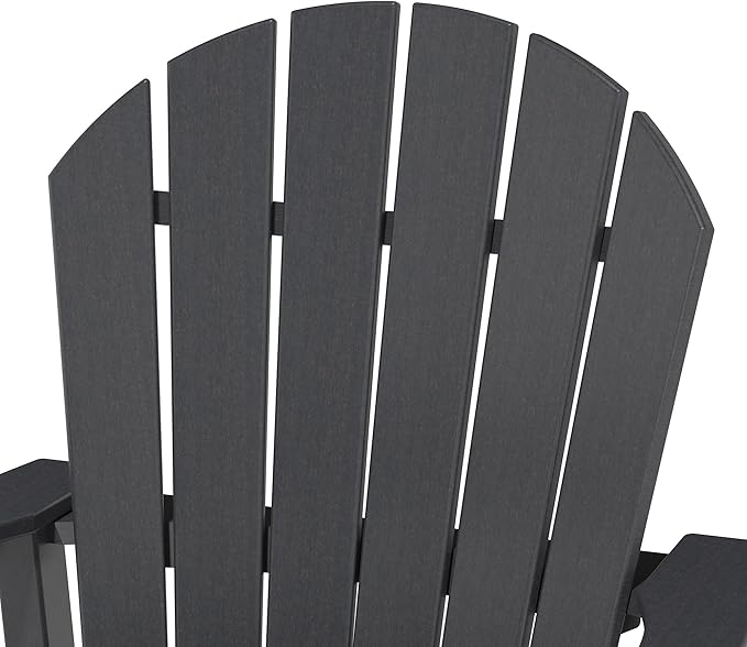 Adirondack Chair Chair Set of 2, Fire Pit Chair Weather Resistant, Ergonomic, Arm Rest, Campfire Chairs, 4 Steps Easy Assembly, Black