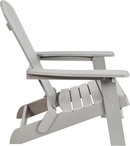 Merrick Lane Riviera Poly Resin Folding Adirondack Lounge Chair - Gray - Indoor/Outdoor - Weather Resistant