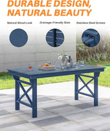 HDPE Outdoor Dining Table, 66.9” Rectangle Patio Dining Table for 6 - Photo 8