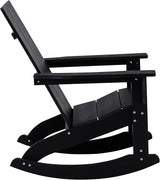 Flash Furniture Set of 2 Finn Modern Commercial Grade Adirondack Rocking Chairs - All-Weather Black Poly Resin Wood - Photo 7