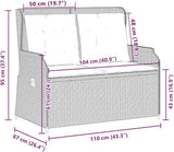 Reclining Garden Bench Gray Poly Rattan Outdoor Seating for Patio Balcony Porch 40.9 Inch Modern Loveseat with - Photo 2