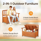 VINGLI Outdoor Storage Bench, Large Wood Deck Box with Seating, Weatherproof Outdoor Bench with Storage Loveseat - Photo 7