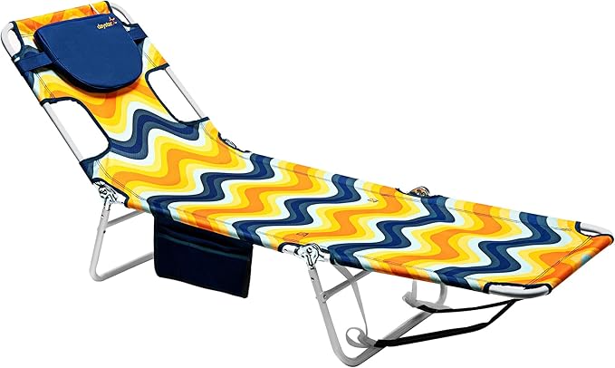 SunnyFeel Lounge Beach Chair for Adults with Face Hole, Backpack Reclining Beach Chairs Lay Flat, Sun Face Down Tanning Chair, Portable Folding Camping Cot for Outside Pool, Sunbathing, Reading