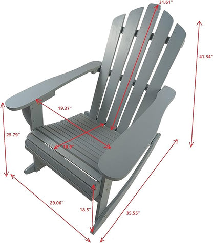 Reclining Wooden Outdoor Rocking Adirondack Chair,Walnut