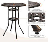 VINGLI 32" Outdoor Bar Table, Patio Bar Height Table with Umbrella Hole, Round High Top Table - Photo 6