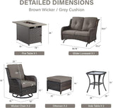 Belord Patio Furniture Set with Fire Pit Table, 8 Piece Wicker Outdoor Furniture Set - Photo 2