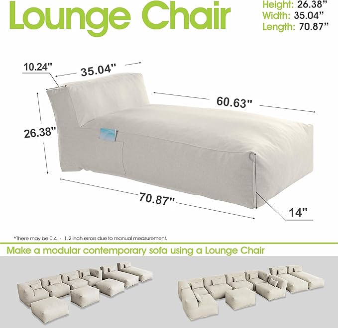 Outdoor Bean Bed Chair Sun Lounger, Outdoor Couch Sofa for Patio & Pool, Foam Filling Day Bed Furniture - Photo 1