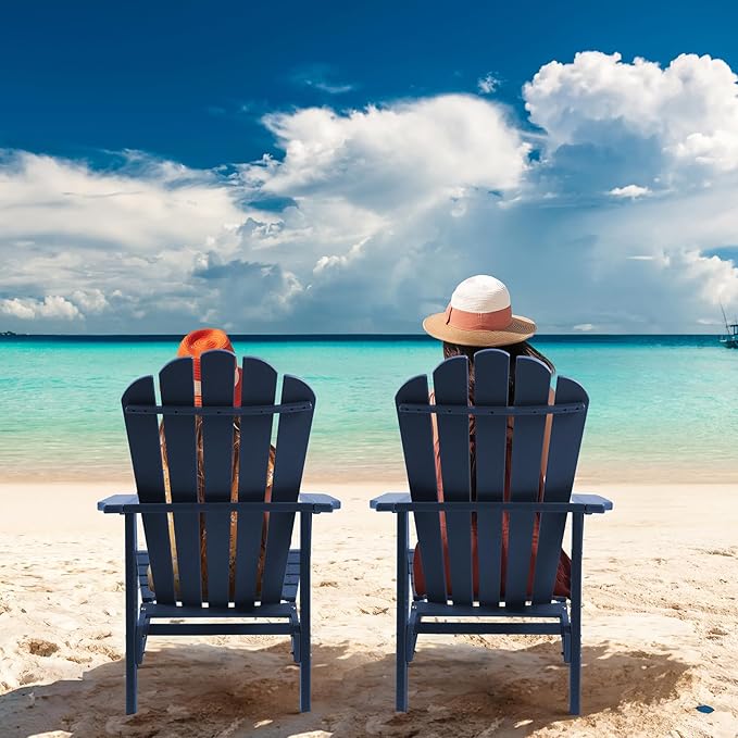 Stackable Adirondack Chairs Set of 2, Space Saving HDPE All-Weather Fire Pit Chair for Outdoor Lawn Porch Deck