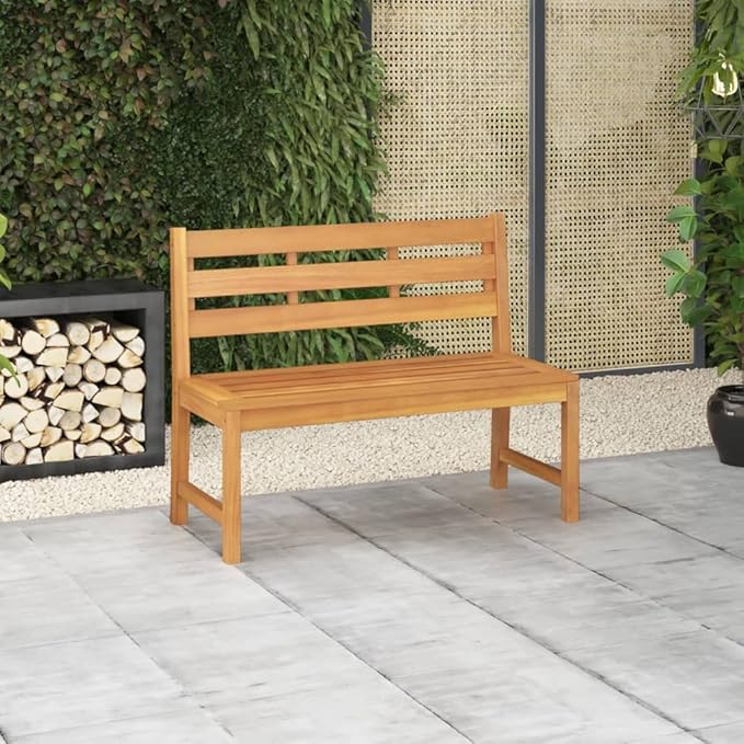 Patio Bench Garden Bench Outdoor Bench for Outdoors Porch Entryway Furniture for Yard 44.9" Solid Teak Wood