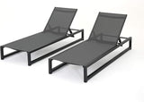 Christopher Knight Home Modesta Outdoor Aluminum Framed Chaise Lounges with Mesh Body, 2-Pcs Set - Photo 1