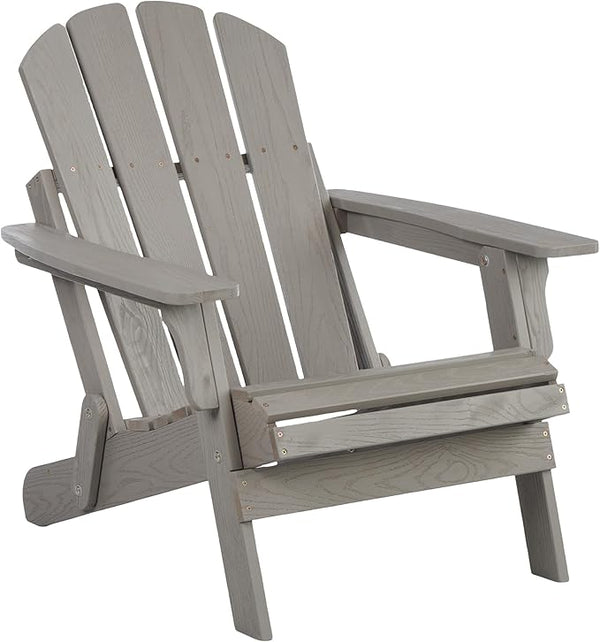 Oversize Folding Adirondack Patio Chair with Pre-Assembled Backrest and SeatBoard for Outdoor Relaxation in Garden - Photo 1
