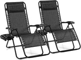 Giantex 2 PCS Zero Gravity Chair, Outdoor Chaise Lounge with Cup Holder - Photo 1