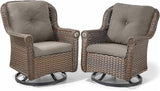 Patio Chairs Outdoor Swivel Glider - Set of 2 High Back Outside Brown Wicker Rattan Rocking Chair with Zippered Cushion - Photo 1
