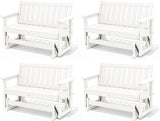 SERWALL Outdoor Glider Bench Set of 4, HDPE Weather-Resistant Swinging Bench for Backyard Garden Porch, White - Photo 1