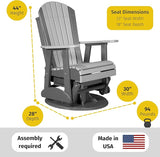 LuxCraft 2' Adirondack Swivel Glider - Available in 14 Colors, Dove Gray and Slate - Photo 3