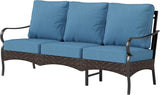 PHI VILLA Wicker & Metal Outdoor Patio Couch, 3-Seat Patio Sofa with Deep Seating for Front Porch, Deck, Balcony - Photo 8
