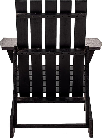 JONATHAN Y PAT1001D Irving Outdoor Patio Modern Acacia Wood Adirondack Chair for Garden, Lawn, Backyard, Pool, Deck, Beach, Firepit, Black