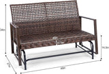 Wicker 2 Person Patio Glider with Double Weaved Wicker Seat, Powder Coated Metal Frame, 50" W x 25.5" D x 35.5" H - Photo 3