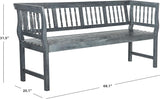 SAFAVIEH Outdoor Patio Furniture Collection – Brentwood Grey Distressed Acacia Wood Bench with Silver Accents - Photo 3