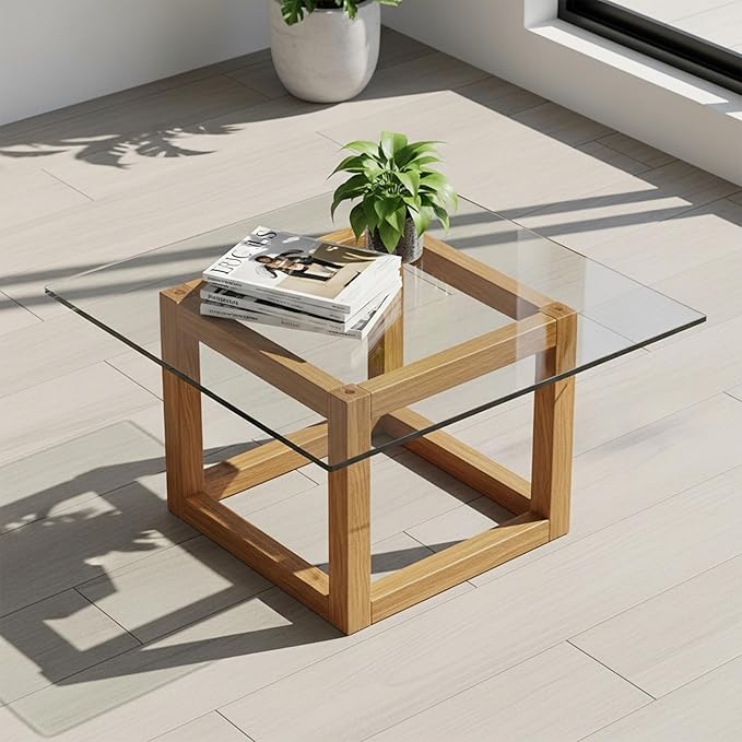 24 inch Square 1/4" Thick Flat Polished Edge Glass Table Top with 6 Bumpers - Tempered - Photo 8