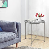 Garden 4 you End Table Metal Side Table Grey Round Folding Tray Cyan Sofa Small Accent Fold-able Table - Photo 2