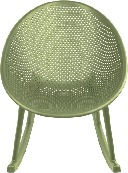 2xhome Set of 2 Patio Rocking Chairs | Oval Egg Shaped Lounge Rocker | All Weather Plastic | Modern Accent Side Chair for Indoor or Outdoor Use, Green