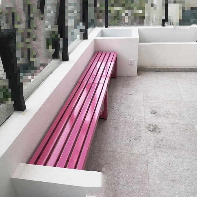 Weatherproof Metal Dining Bench, Outdoor Bench Backless Patio Bench 2-Person Farmhouse Bench Garden Bench for Kitchen, Living Room, Entryway(Pink,47in)