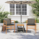 Patio Chairs with Cushions 2 pcs Gray Poly Rattan&Solid Wood Sillas para Patio Lawn Chairs for Dining Table Garden - Photo 3
