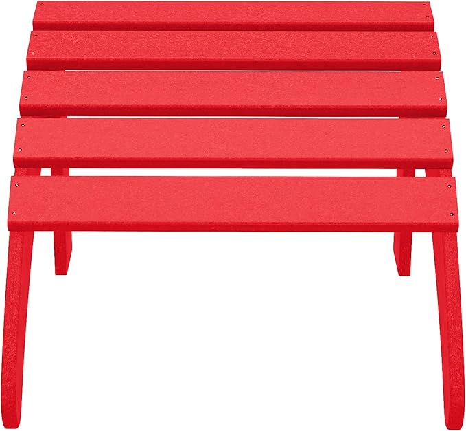 WestinTrends Outdoor Patio Adirondack Ottoman Foot Rest, All Weather Poly Lumber Foot Stool for Adirondack Chair, Widely Used for Outside Porch Pool Lawn Backyard, Red