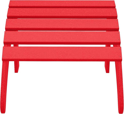 WestinTrends Outdoor Patio Adirondack Ottoman Foot Rest, All Weather Poly Lumber Foot Stool for Adirondack Chair, Widely Used for Outside Porch Pool Lawn Backyard, Red