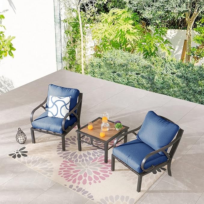 PatioFestival Aluminum Composite Panel Outdoor End Table, Weather Resistant, Black with Wood Grain, Square, Modern, Outdoor Side Table
