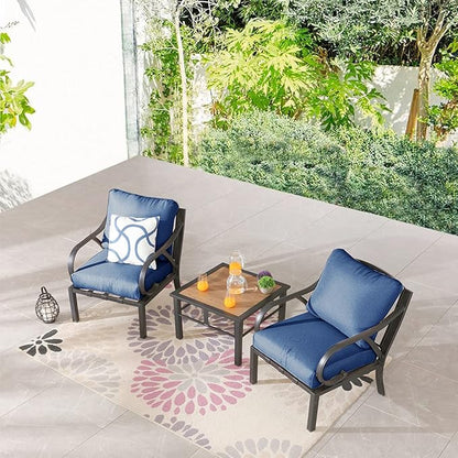 PatioFestival Aluminum Composite Panel Outdoor End Table, Weather Resistant, Black with Wood Grain, Square, Modern, Outdoor Side Table
