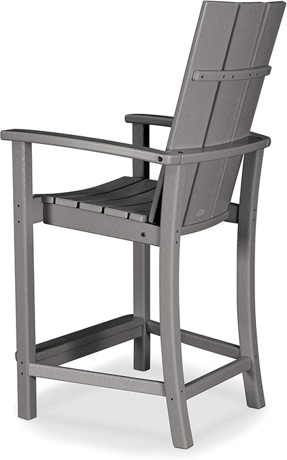 POLYWOOD® Modern Adirondack Counter Chair, Slate Grey