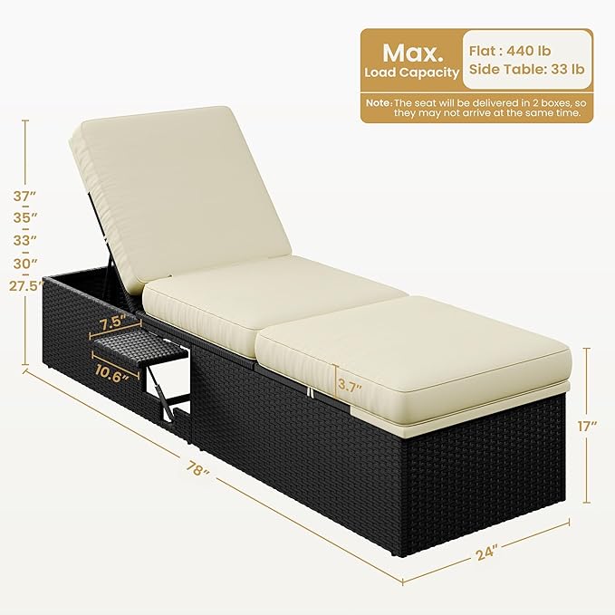 Yaheetech Outdoor PE Wicker Chaise Lounge Chair - Photo 3