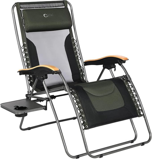 Portal Portable Zero Gravity Chair, Lounge Chair Outdoor Oversized Zero Gravity Chair Folding Lounge Chair with Adjustable Pillows and Cup Holder for Poolside Backyard and Lawn, Support 350lbs