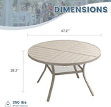 DIFY 47.2" Round Outdoor Patio Dining Table for 6 - Photo 3