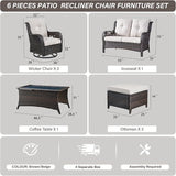 Belord 6 Piece Wicker Patio Furniture Set, Outdoor Swivel Rocker Chairs Set of 2 with Ottomans and Loveseat - Photo 2