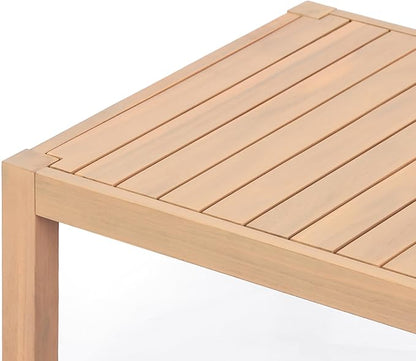 Christopher Knight Home Galliard Outdoor Coffee Table for Patio Furniture Set, Heavy Duty Acacia Wood Accent Table, Rectangular Outdoor Table, Slat Panel Side Table for Yard Garden Porch, Light Teak