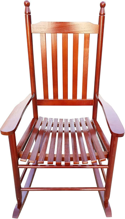 Henf Wooden Rocking Chair Outdoor Porch Rocker Chair, Populus Wood Frame Patio Rocking Chair for Garden, Lawn, Balcony, Backyard, Load Bearing 280 lbs (Brown)