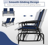Tangkula 2 Person Swing Glider Chair, Patio Rocking Loveseat w/Center Tempered Glass Table - Photo 6
