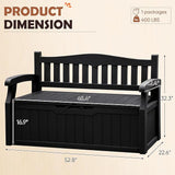 JUMMICO 80 Gallon Resin Outdoor Storage Bench, Large Deck Box with Armrest, Lockable&Waterproof for Garden, Home, Patio - Photo 3