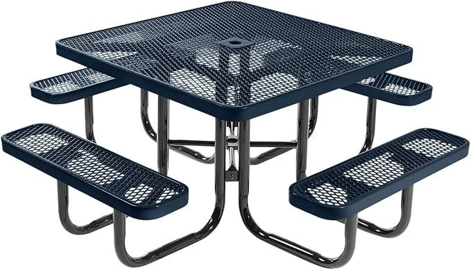 COATEDOUTDOORFURNITURE Heavy-Duty Portable Outdoor Picnic Table with Umbrella Hole - Photo 1