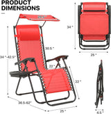 MoNiBloom Patio Zero Gravity Chair Outdoor Recliner Lounger with Canopy Shade and Foot Rest, Cup Holder, 330lbs Capacity - Photo 3