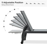 PURPLE LEAF Patio Chaise Lounge Set 4 Pieces Aluminum Outdoor Lounge Chairs with Wheels and Side Table Sunbathing - Photo 4