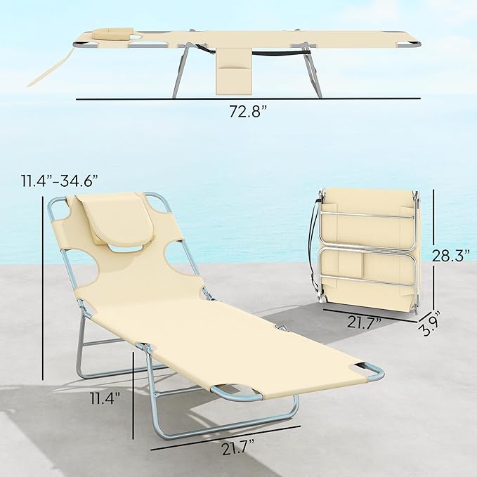 Outsunny Chaise Lounge Chair Outdoor Set of 2 with Face Arm Hole - Photo 3