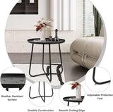 J.M.Deco Outdoor Side Table Set of 2, Small Round Patio Table Weather Resistant Steel - Photo 4
